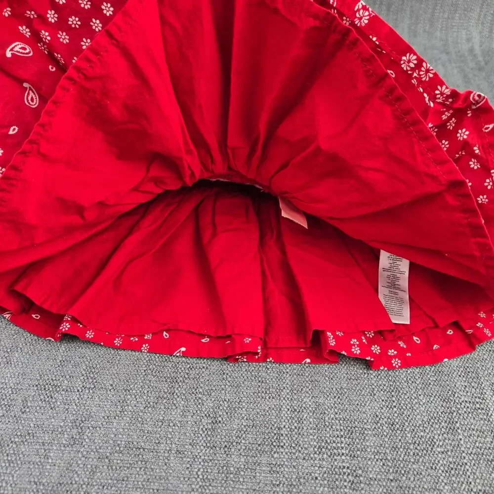 OshKosh B'gosh Baby Girls Denim Overalls Bandana Skirt Dress 9M Red
